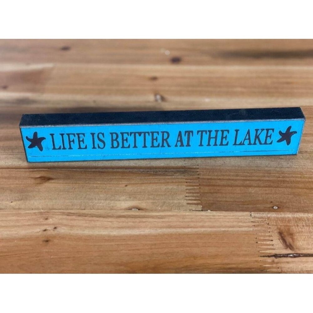 LIFE IS BETTER AT THE LAKE small wood block home decoration lake house summer